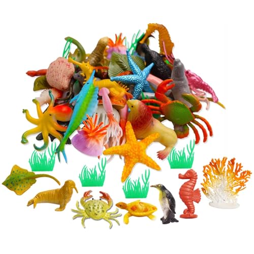 OuMuaMua 42pcs Realistic Mini Sea Creature Figure Toys Ocean Animals Bath Toys for Kids Toddlers - Image 1