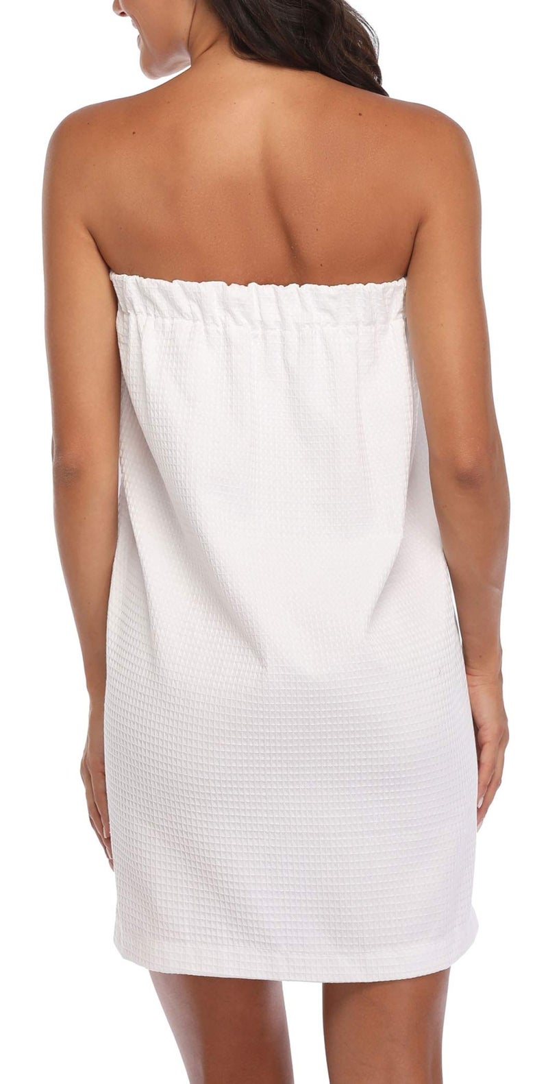 sunshinemall Women's Lightweight Bath Shower Wrap Waffle Spa Robes Bathrobe Quick Dry Cover Up with Adjustable Closure, White, 2X-Large - Image 3