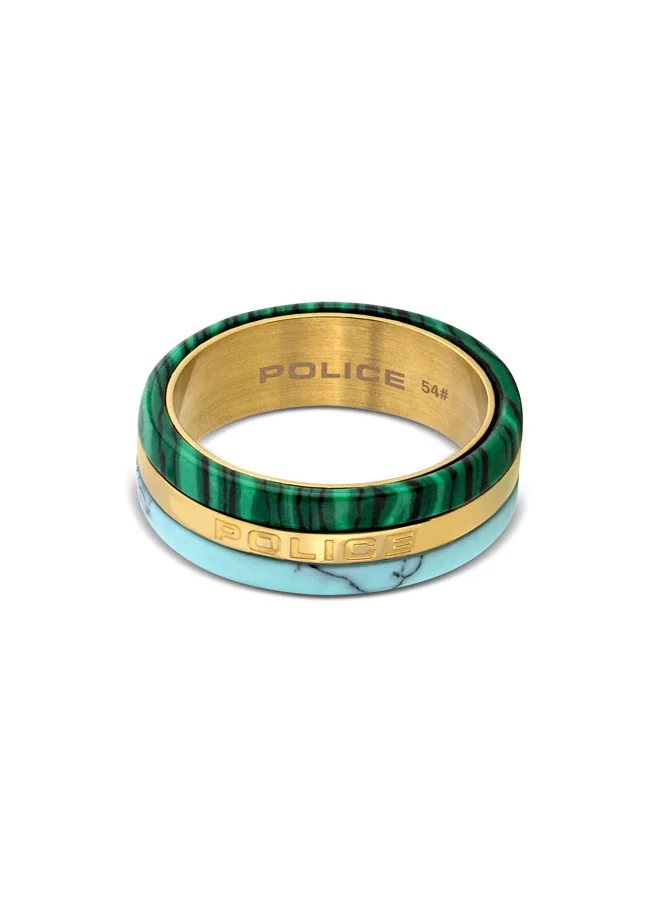 بوليس Sliver Gold Plated Ring with Malachit & Acrylic for Women's 54MM