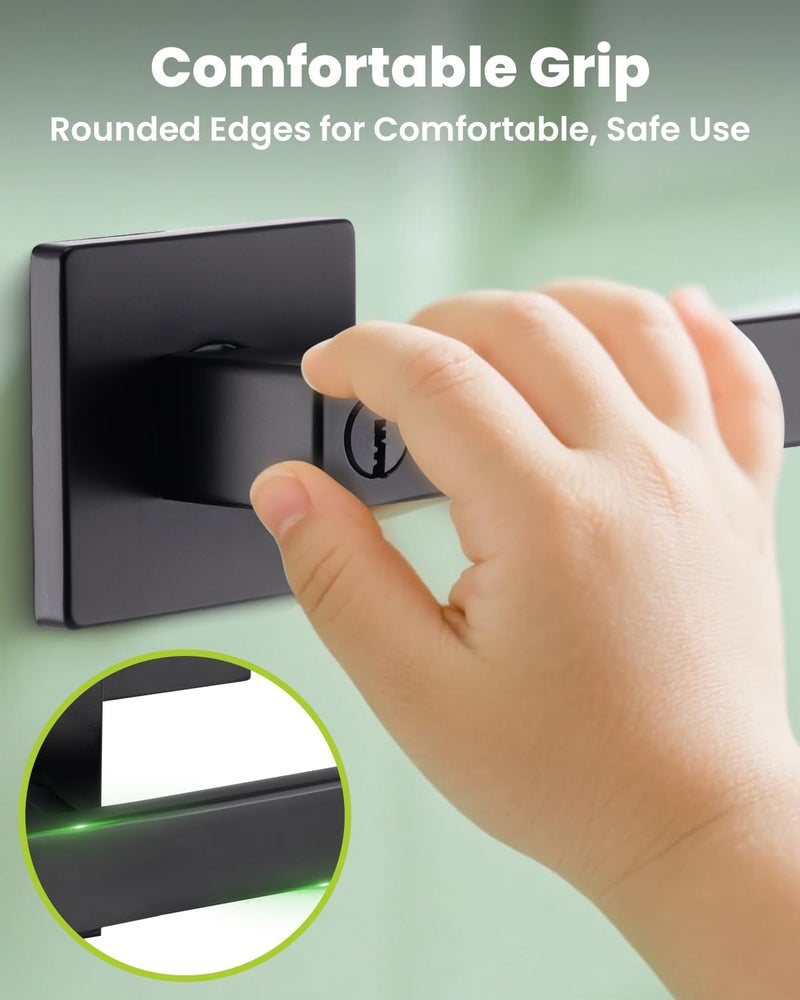 MENDOCK Passage Door Lever Dummy GreenShield Exterior Interior Door Handle for Hallway Closet Heavy Duty Non-Locking Lever Sets No Key Door Knob for Right Left Handed Door (1 Pack, Matte Black) - Image 3