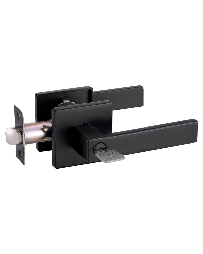 MENDOCK Passage Door Lever Dummy GreenShield Exterior Interior Door Handle for Hallway Closet Heavy Duty Non-Locking Lever Sets No Key Door Knob for Right Left Handed Door (1 Pack, Matte Black) - Image 1