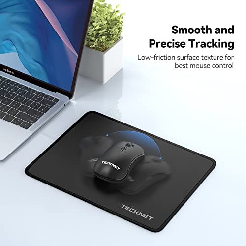 TECKNET Mouse Pad with Anti-fray Stitching, Waterproof Surface & Non-Slip Rubber Base with Stitched Edges Gaming Mouse Mat for Laptop，Compatible with Laser and Optical Mice - Black - Image 4