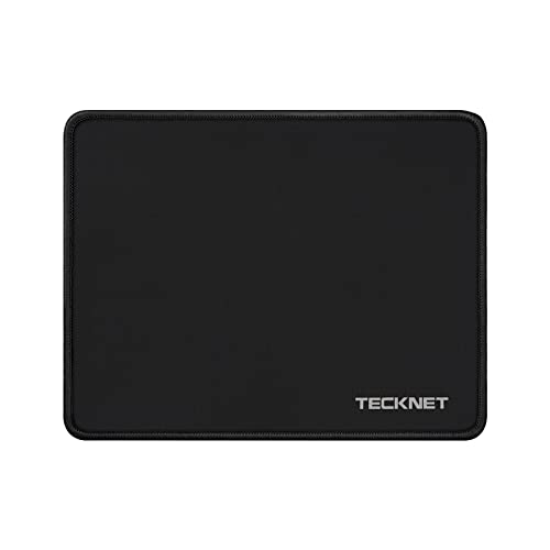 TECKNET Mouse Pad with Anti-fray Stitching, Waterproof Surface & Non-Slip Rubber Base with Stitched Edges Gaming Mouse Mat for Laptop，Compatible with Laser and Optical Mice - Black - Image 1