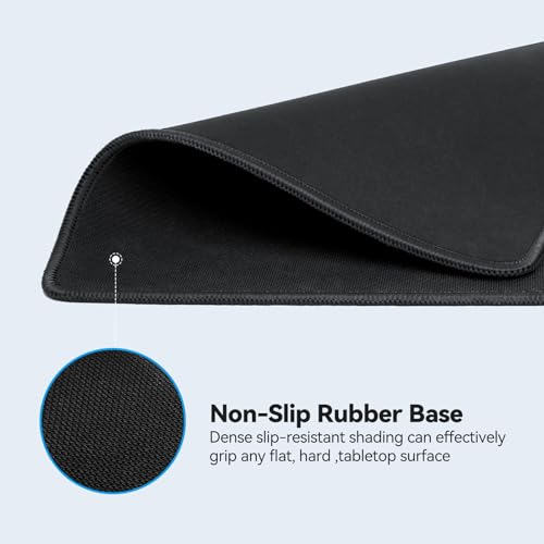 TECKNET Mouse Pad with Anti-fray Stitching, Waterproof Surface & Non-Slip Rubber Base with Stitched Edges Gaming Mouse Mat for Laptop，Compatible with Laser and Optical Mice - Black - Image 3