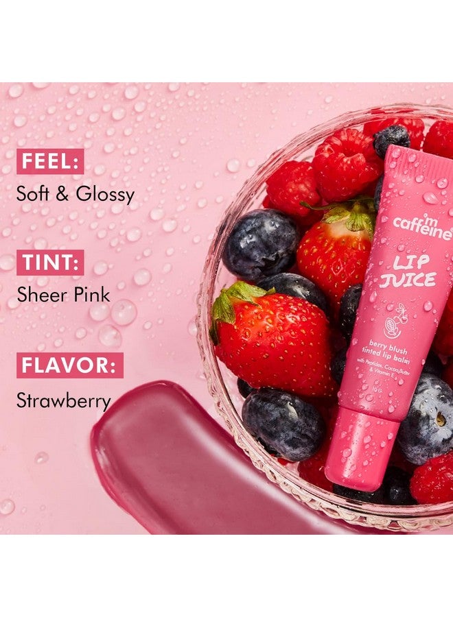 mCaffeine Lip Juice Tinted Lip Balm - Berry Blush | 24 hrs Moisturization | With Peptides, Cocoa Butter & Vitamin E | Heals Dry & Chapped Lips | Lip Balm For Women | Sheer Pink Tint - 10g - Image 5