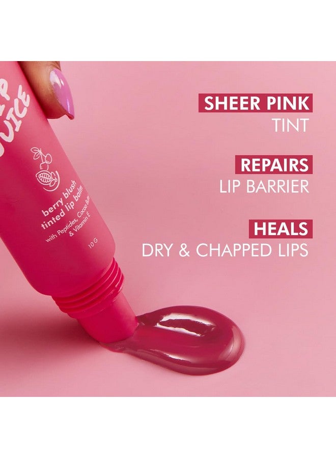 mCaffeine Lip Juice Tinted Lip Balm - Berry Blush | 24 hrs Moisturization | With Peptides, Cocoa Butter & Vitamin E | Heals Dry & Chapped Lips | Lip Balm For Women | Sheer Pink Tint - 10g - Image 2