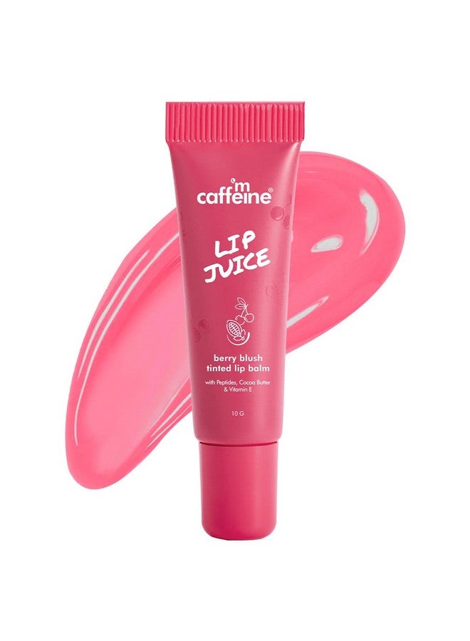mCaffeine Lip Juice Tinted Lip Balm - Berry Blush | 24 hrs Moisturization | With Peptides, Cocoa Butter & Vitamin E | Heals Dry & Chapped Lips | Lip Balm For Women | Sheer Pink Tint - 10g - Image 1