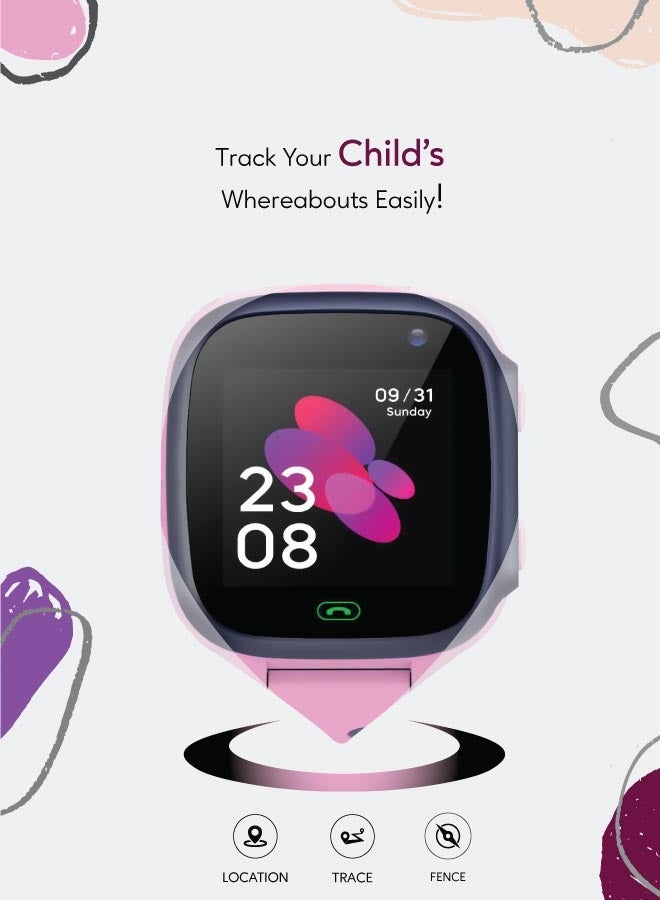 GREEN LION Kids Smart Watch Series 1 with Tracking/ HD Touch Screen/Alarm/Two-Way Calling/ Voice Chat/Camera Control/Safety Zone/ Voice Chat/ Smart Watch for Kids - Pink - Image 4