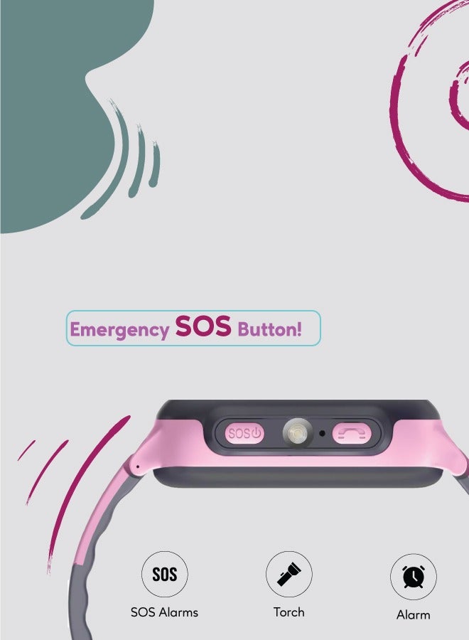 GREEN LION Kids Smart Watch Series 1 with Tracking/ HD Touch Screen/Alarm/Two-Way Calling/ Voice Chat/Camera Control/Safety Zone/ Voice Chat/ Smart Watch for Kids - Pink - Image 2