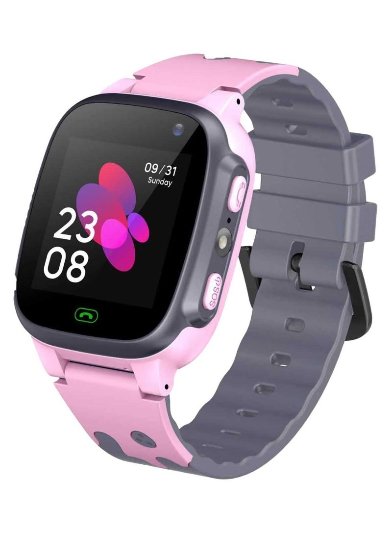 جرين ليون ساعة ذكية للأطفال، فتحة بطاقة SIM، شاشة لمس عالية الوضوح (HD)، ساعة ذكية للأطفال تدعم الدردشة الصوتية والمكالمات، مصباح يدوي - وردي - Image 1