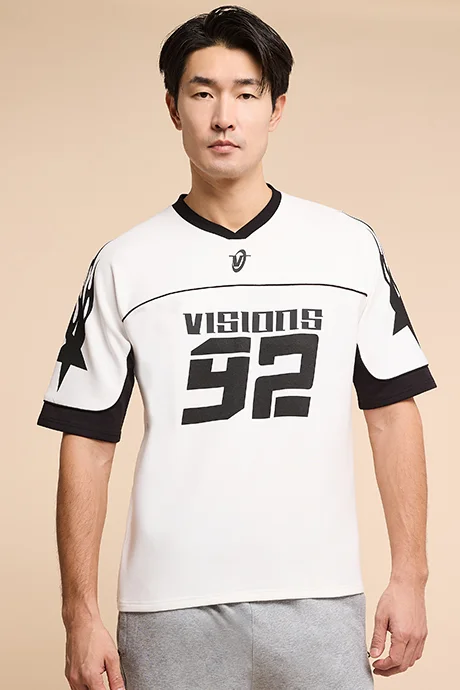 أر أند بي Printed T-Shirt with Crew Neck and Short Sleeves