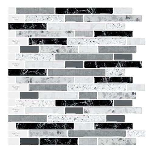 LONGKING 10-Sheet Self-Adhesive Peel and Stick Backsplash for Kitchen, Vinyl Decorative Tiles (Gray) - Image 1