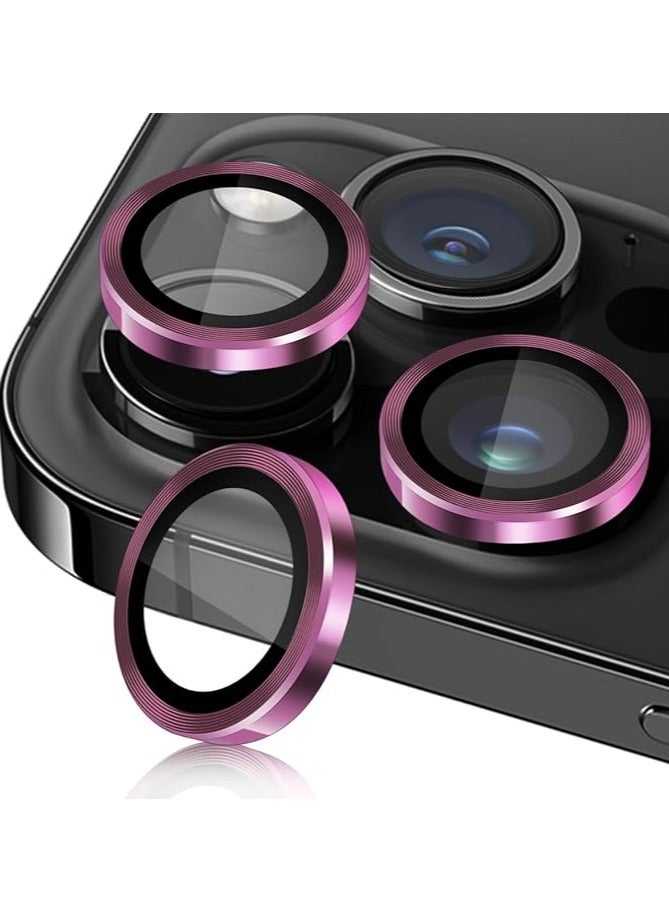 حامي عدسة الكاميرا لجهاز آيفون 16 برو / آيفون 16 برو ماكس، زجاج معدني مقسى عالي الدقة لحماية شاشة الكاميرا، وردي - Image 1