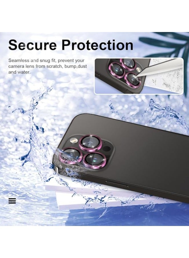 حامي عدسة الكاميرا لجهاز آيفون 16 برو / آيفون 16 برو ماكس، زجاج معدني مقسى عالي الدقة لحماية شاشة الكاميرا، وردي - Image 2