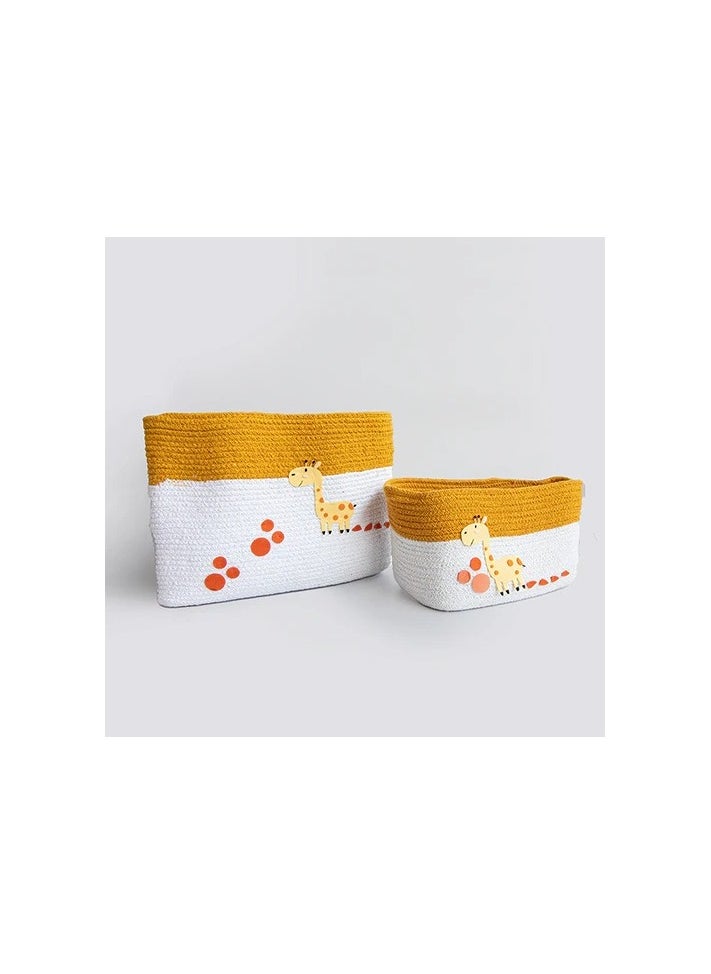 Yellow Doodle - Yellow Doodle Cotton Rope Baskets - Baby Giraffe (Set Of 2) - Image 1