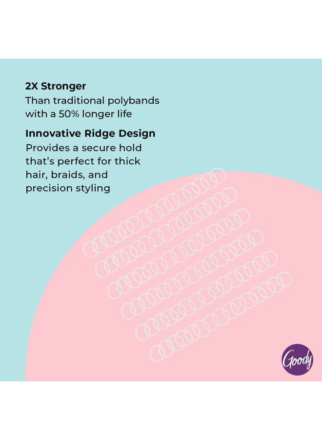 Goody Ouchless Forever Polyband Hair Ties - 150 Ct, Clear, Hair Bands for Women's Hair, Easy Glide, Ultra-Strong Hold Hair Accessories for Women & Men, Secure Hold Ridge Design, All Hair Types - Image 3