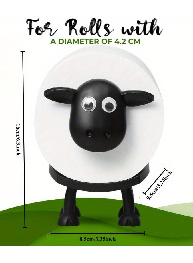 حامل ورق تواليت على شكل خروف - طقم حمام ممتع مع حامل ورق تواليت أسود مطبوع عليه خروف ثلاثي الأبعاد - تخزين لفافات مناديل مرح - ديكور حمام لطيف - Image 5