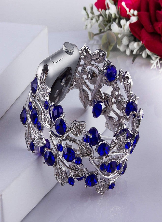 VIQIV Bling Bands Compatible with Apple Watch Band 38mm 40mm 41mm 42mm 44mm 45mm 49mm Iwatch Series SE 9 8 7 6 5 4 3 2 Ultra, Rhinestone Elastic Jewelry Metal Bracelet Dressy Wristband Strap for Women - Image 3