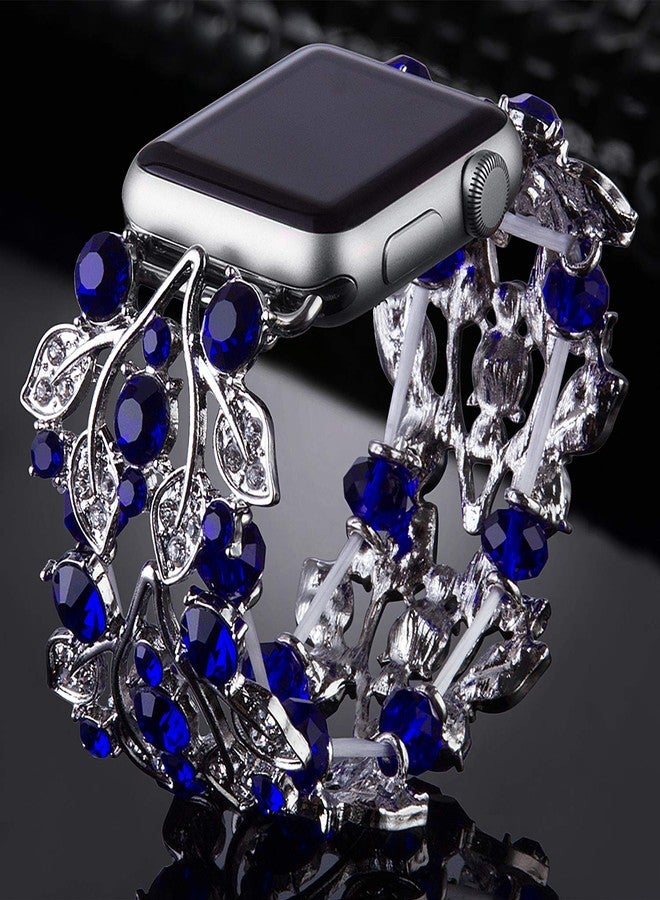 VIQIV Bling Bands Compatible with Apple Watch Band 38mm 40mm 41mm 42mm 44mm 45mm 49mm Iwatch Series SE 9 8 7 6 5 4 3 2 Ultra, Rhinestone Elastic Jewelry Metal Bracelet Dressy Wristband Strap for Women - Image 2