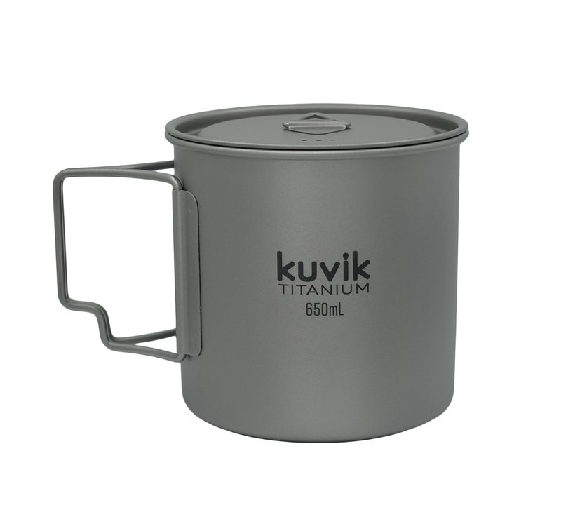 Kuvik Titanium Pot with Lid 650ml (22 oz) - Ultralight and Compact Pot for Backpacking, Camping, and Survival - Image 1