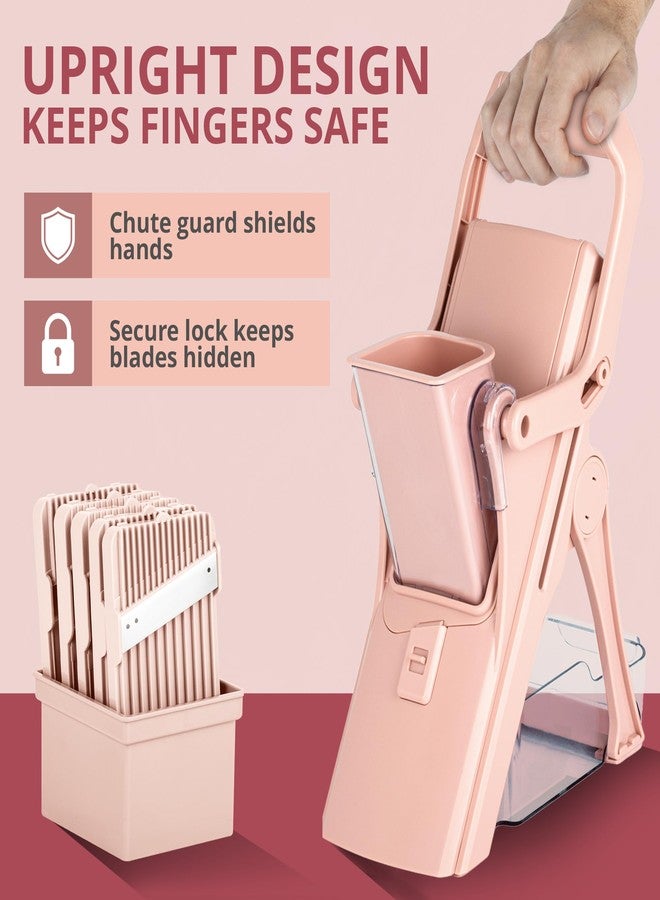 EMSON Safe Mandoline Slicer for Kitchen, All in 1 Mandoline Slicer for Food Works as Potato Slicer, Vegetable Slicer, Food Slicer, French Fry Cutter and More with 5 Blades and Storage Container - Image 2