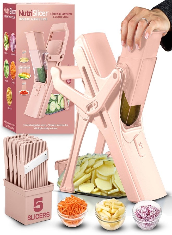 EMSON Safe Mandoline Slicer for Kitchen, All in 1 Mandoline Slicer for Food Works as Potato Slicer, Vegetable Slicer, Food Slicer, French Fry Cutter and More with 5 Blades and Storage Container - Image 1