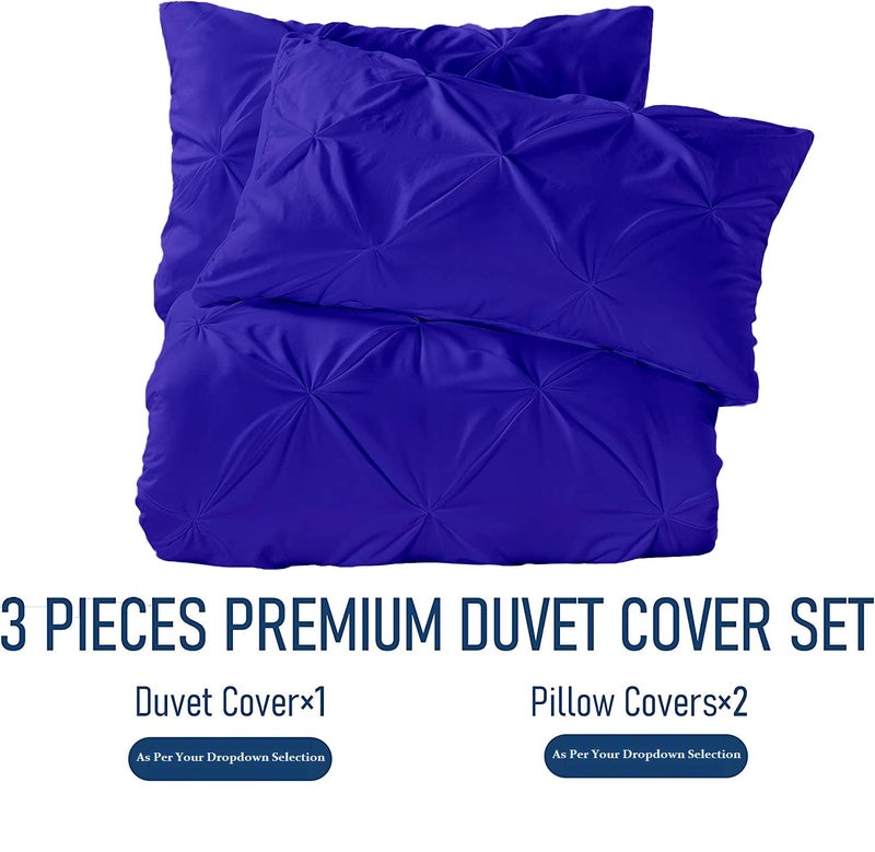 Crown Collection Luxuriate Hotel 1000-TC Hypoallergenic Ultra Soft Design 100% Egyptian Cotton Pinch Plated Duvet Cover with Zipper Colser & 2pcs Pillow Case Set (Full (80"" X 90"")  Royal Blue) - Image 5