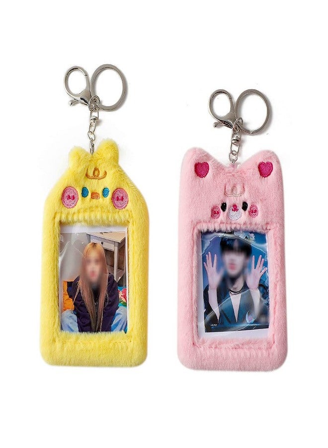 JUMISEE Cute Plush Kpop Photocard Holder with Keychain, Cartoon Photo Sleeve ID Bank Credit Card Holder Protector - Image 5