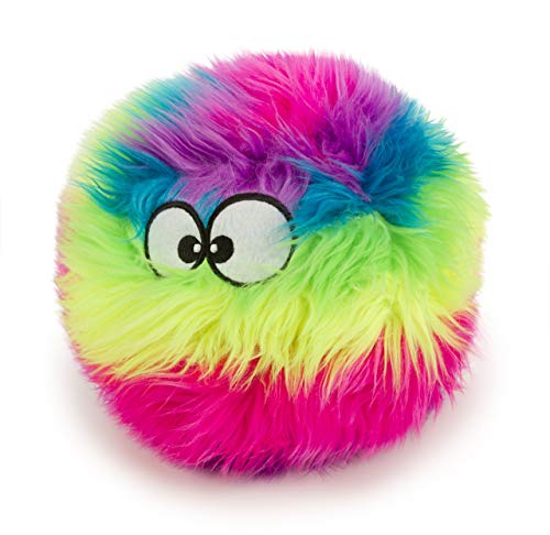 goDog Furballz Squeaky Plush Ball Dog Toy Chew Guard Technology Rainbow Large - Image 1