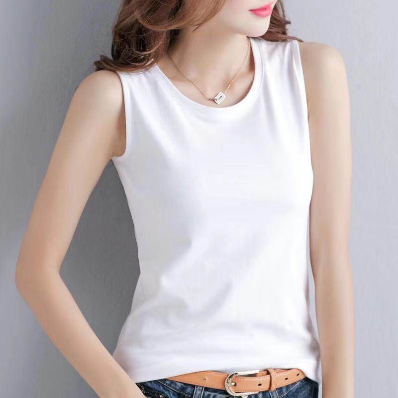 100% pure cotton vest for women's summer outerwear 2025 plus size loose breathable morning run sleeveless versatile undershirt for women - Image 1