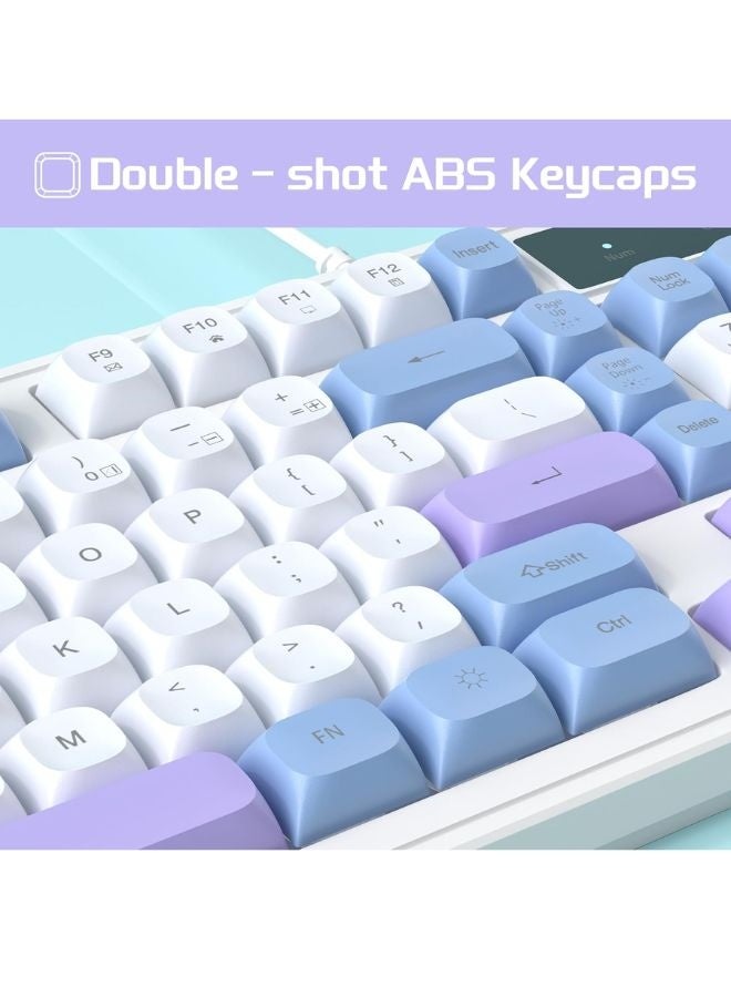 MageGee Keyboard and Mouse Combo, Wired RGB Backlit Gaming Keyboard with Anti-Ghosting and Gradient Purple Gaming Mouse with Adjustable Sensitivity for PC/Laptop/MAC White Blue - Image 4