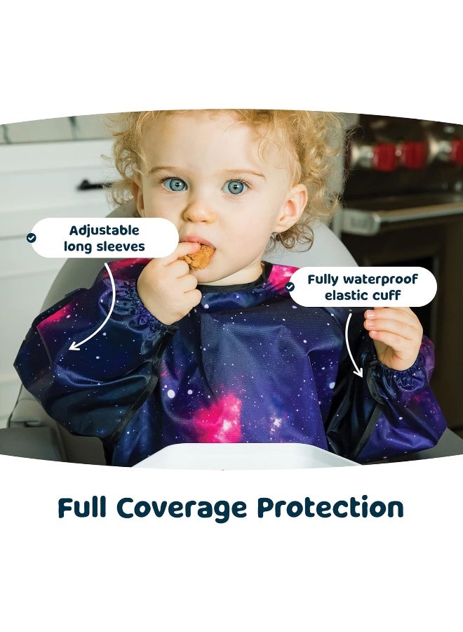 Tiny Twinkle Mess Proof Baby Bib,Waterproof Smock Baby Bib for Eating,Machine Washable Long Sleeve Bib,Baby Led Weaning,Toddler Bib,BLW Supplies(Floral Blue, Small 6-24 Months) - Image 5