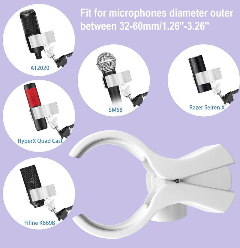 AceTaken White Microphone Boom Arm Wall Mount Holder for Broadcasting and Streaming - Image 5