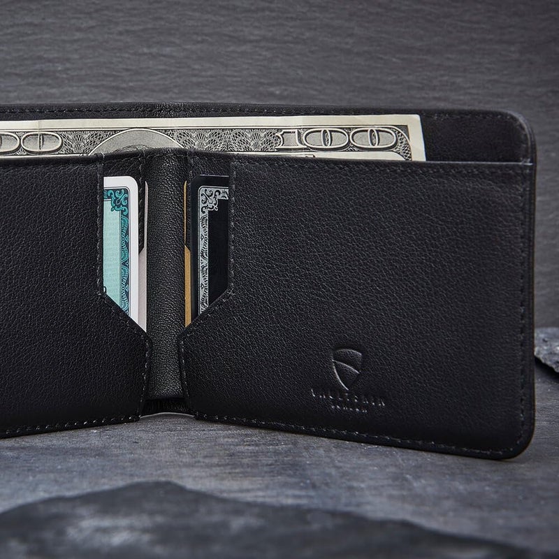 فاولتسكين فولتسكين مانهاتن محفظة جلدية ثنائية الطي نحيفة مانعة للـ RFID للرجال - حامل بطاقات أمامي بسيط، تسع 9 بطاقات ونقود، جلد إيطالي فاخر - Image 5