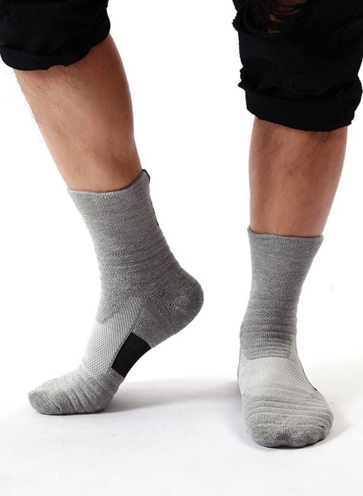 Running Socks Mens Sports Socks Moisture Wicking Breathable Comfortable Thickened Towel Bottom Tube Socks Non-Slip Socks for Football Basketball Baseball Yoga Running Hiking Trekking 3 Pairs  - Image 2