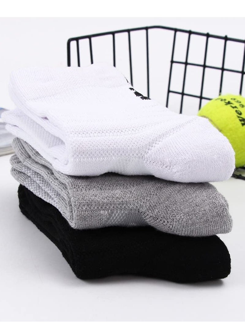 Running Socks Mens Sports Socks Moisture Wicking Breathable Comfortable Thickened Towel Bottom Tube Socks Non-Slip Socks for Football Basketball Baseball Yoga Running Hiking Trekking 3 Pairs  - Image 4