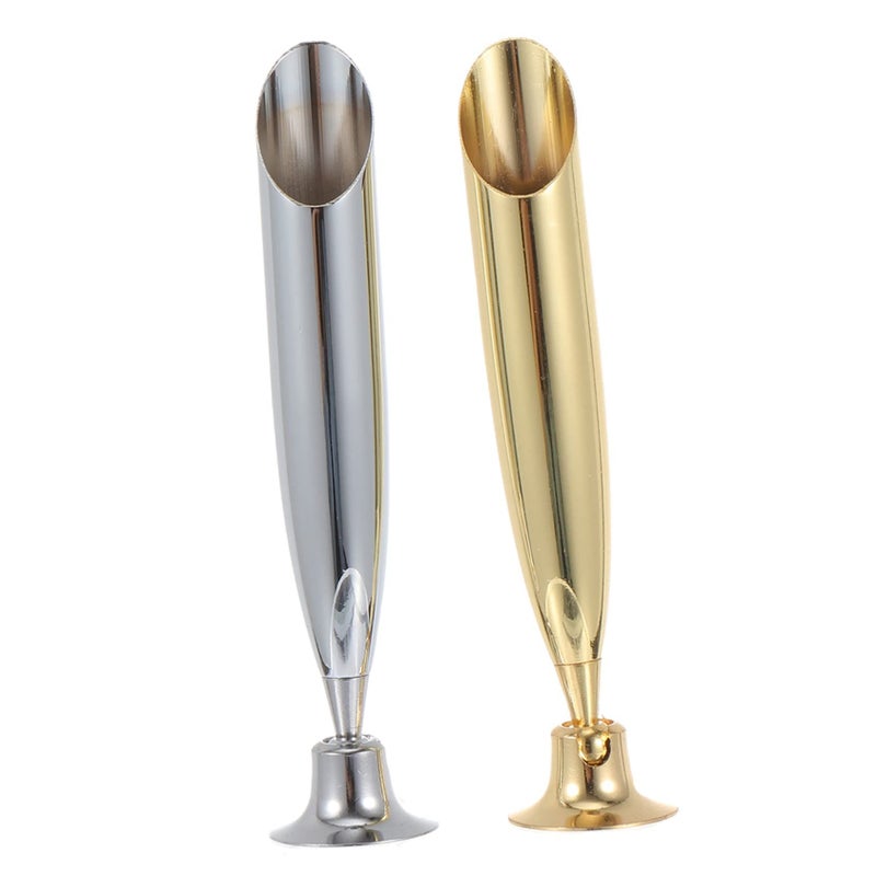 European Style Feather Quill Pen Holder Stainless Steel Desk Organizer - Image 2