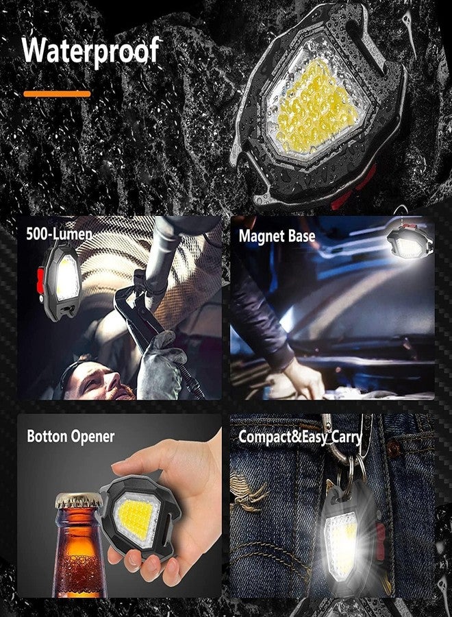 Sprysh Keychain LED Flashlights, Rechargeable Flashlights with Lighter, Whistles, Bottle Opener, Magnet Base 800 Lumens COB Light Mode Portable Emergency Light for Outoor Hiking (Pack of 1) - Image 4