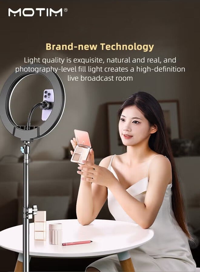 Motim 13 inch Selfie Fill Light Ring Light with 67 inch/170cm Extendable Tripod Stand and Phone Holder, Dimmable Brightness Adjustable Phone Tripod Stand, Portable Camera Tripod for Video Recording, Game Streaming  - Image 4