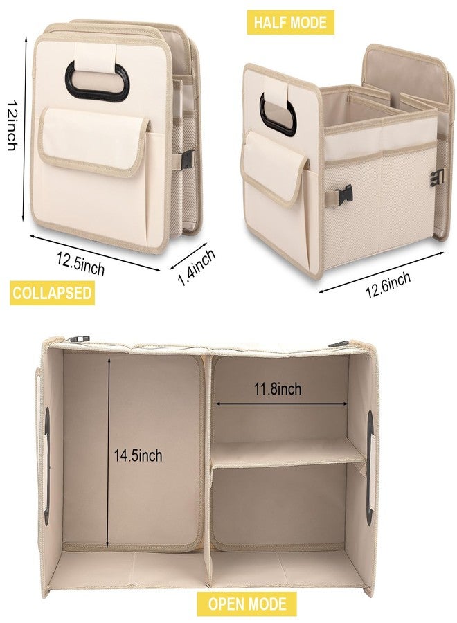 JiatuA Car Trunk Organizer, Car Organizers and Storage Collapsible Multi Compartment Container Box, Adjustable Car Accessories for SUV Sedan Truck, Large Size, Beige - Image 5