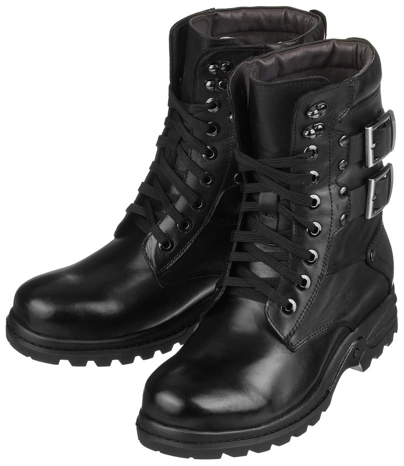 Calden Men's Invisible Height Increasing Elevator Shoes - Black Leather Lace-up High-top Military Boots - 3.1 Inches Taller - K512666 - Size 8 D(M) US - Image 4
