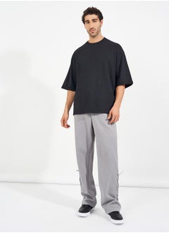 Styli Boxy Fit Terry T-Shirt with Turn-Up Sleeve  - Image 2