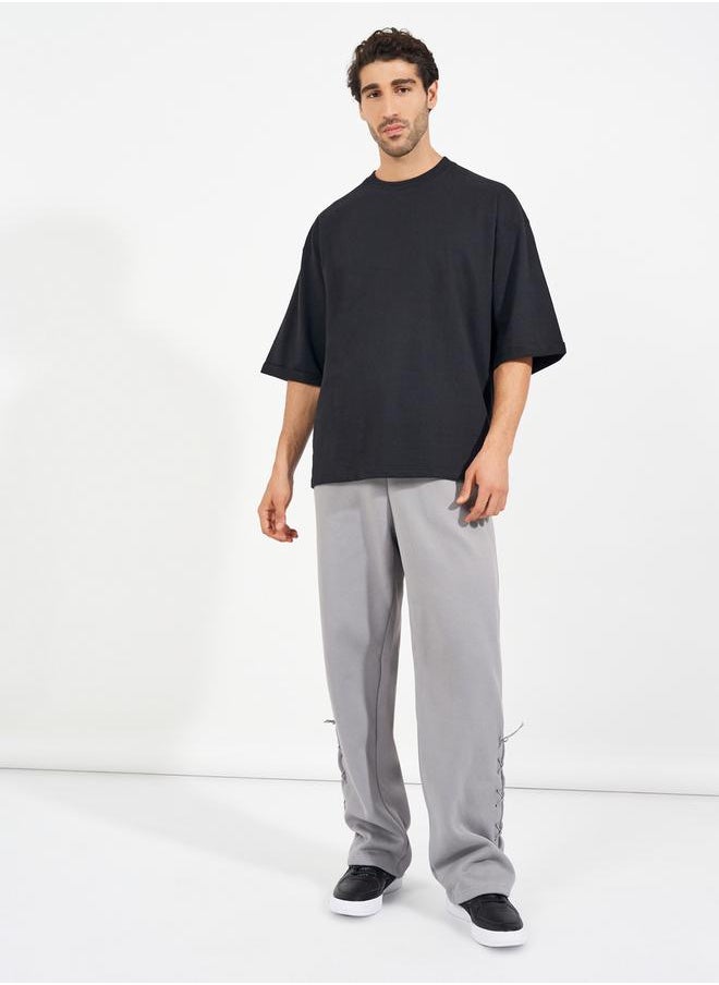 Styli Boxy Fit Terry T-Shirt with Turn-Up Sleeve  - Image 2