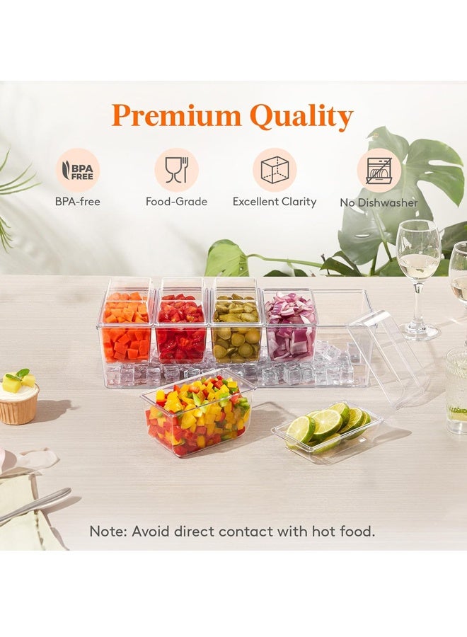 مجموعة تقديم الطعام للحفلة مع 5 حاويات، منظّم علبة كبيرة من المثلجات، طبق صينية تقديم الزينة لإكسسارات بار ميموزا، فاكهة، سلطة، طعام - Image 4