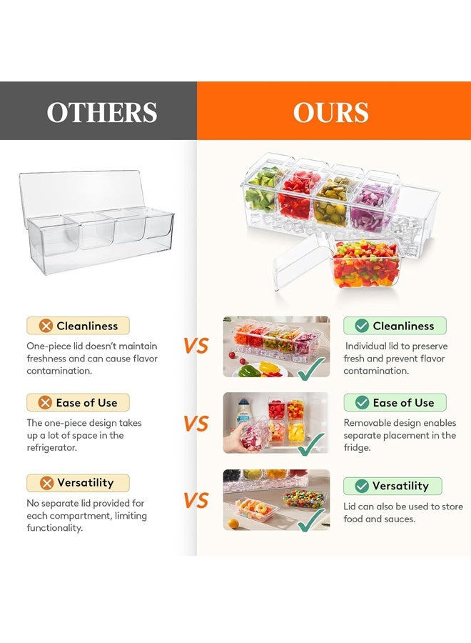 مجموعة تقديم الطعام للحفلة مع 5 حاويات، منظّم علبة كبيرة من المثلجات، طبق صينية تقديم الزينة لإكسسارات بار ميموزا، فاكهة، سلطة، طعام - Image 3