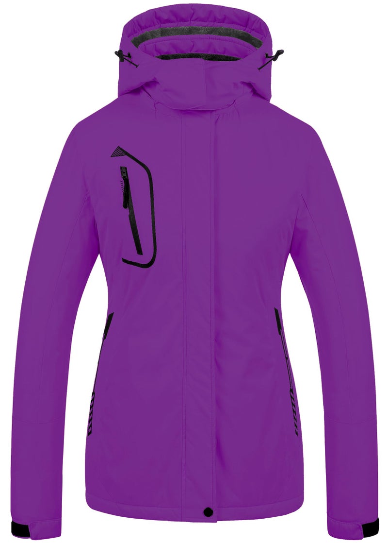 CREATMO US Snowboarding Jacket Womens Ski Wear Women Women's Waterproof Windproof Skiing Hiking Outdoor Sports Dark Purple M - Image 1