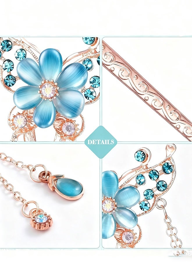 Happy D Butterfly Metal Hair StickMetal Hair Stick 3-Piece SetVintage Hair StickRetro Chinese Hair Stick with TasselsHair Stick Embellished with Rhinestone FlowersHair Accessory Hair Stick - Image 4