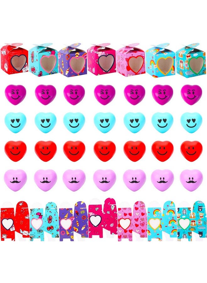 Lumiparty Valentines Day Gifts for Kids - 28 Pack Valentine Heart Shape Stress Balls with Heart Boxes, Stress Relief Smile Face Squeeze Toys for Party Favors - Image 5