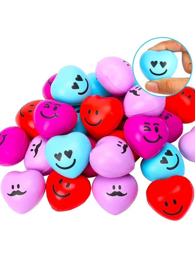 Lumiparty Valentines Day Gifts for Kids - 28 Pack Valentine Heart Shape Stress Balls with Heart Boxes, Stress Relief Smile Face Squeeze Toys for Party Favors - Image 2