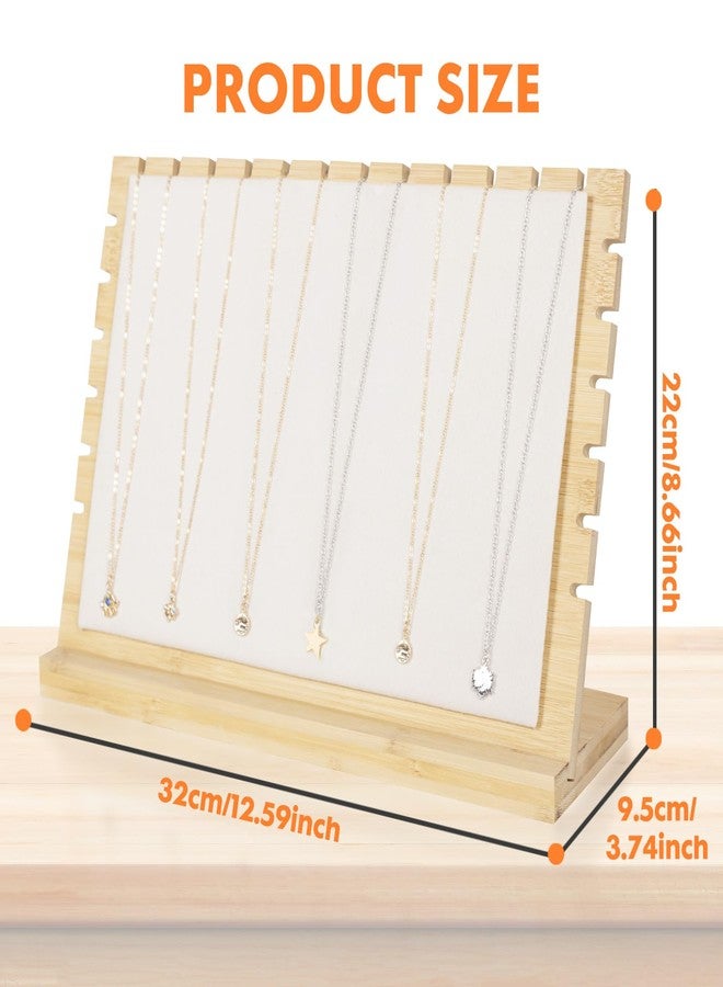 PowerKing Bamboo Necklace Display Stand - Chain Jewelry Rack Organizer, Eco-Friendly Jewelry Holder Tabletop Jewelry Rack Showcases for Home and Shop Use (Beige Velvet) - Image 3